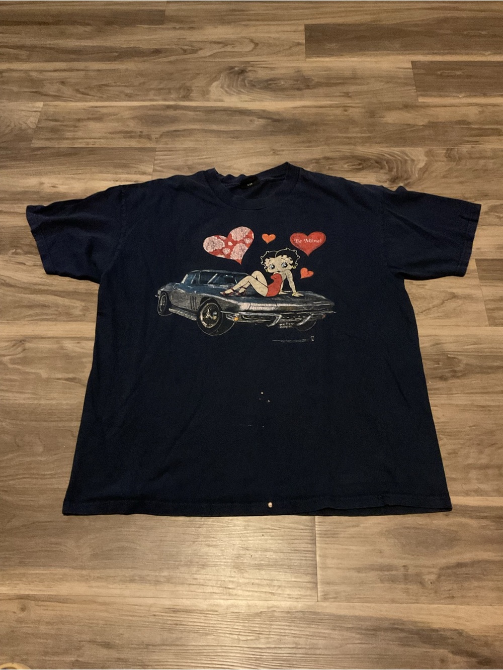 Vintage Betty Boop Car Graphic Tee - Navy